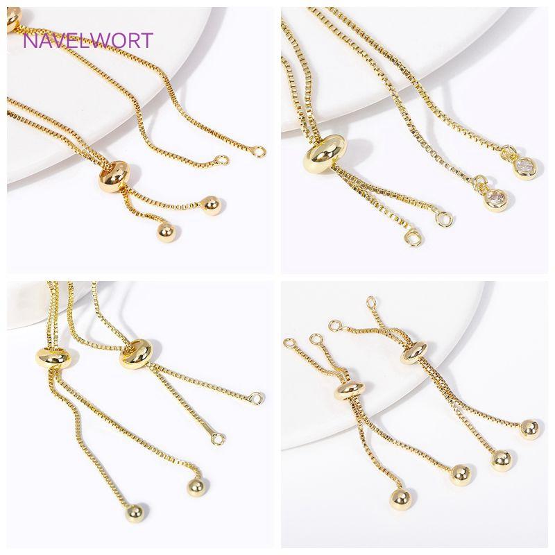 18K Gold Plated Kastenketten Armband Gliederverlängerungskette, Für Schmuckherstellung Zubehör DIY Halsketten Zubehör Großhandel