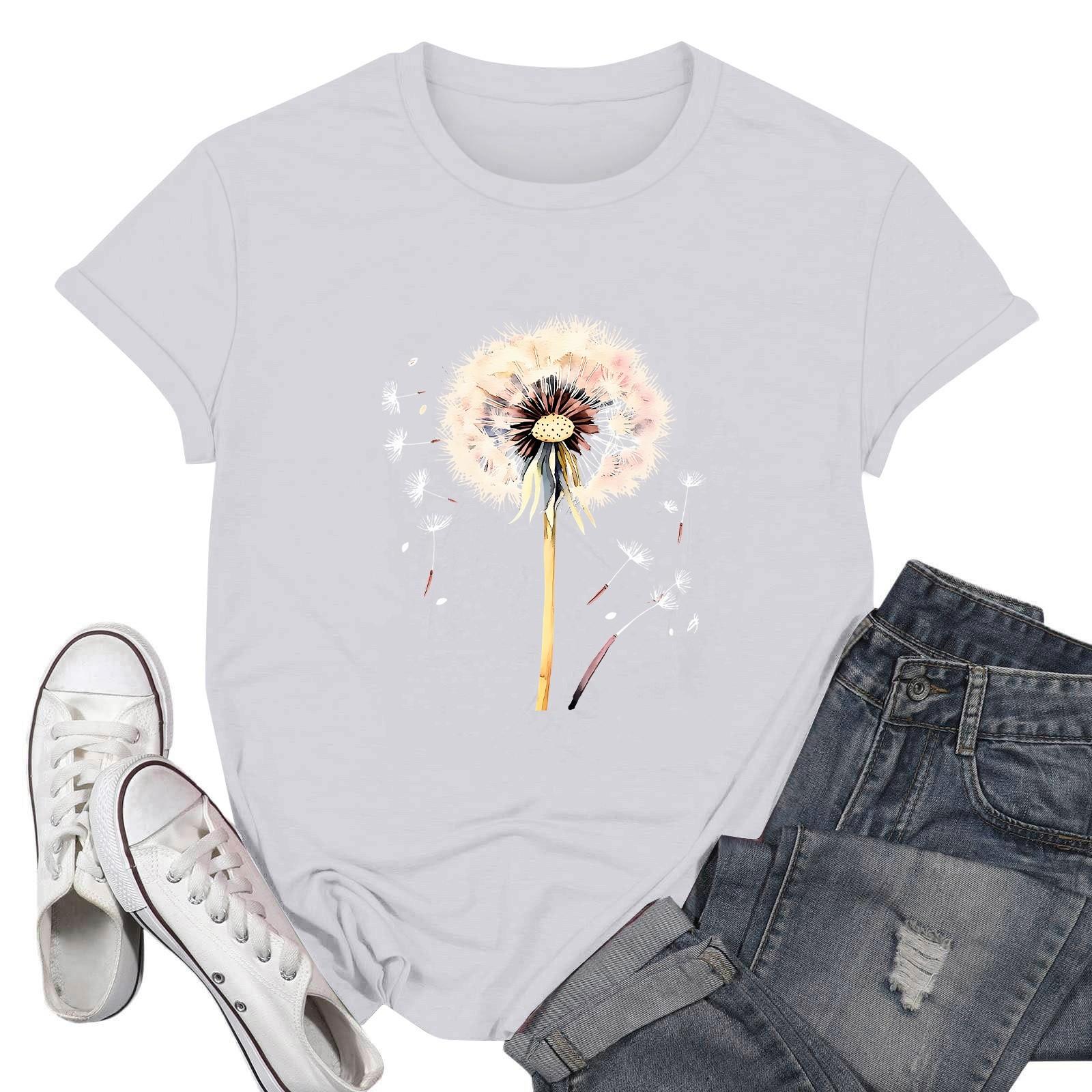 

Женские модные повседневные пуловеры с короткими рукавами и круглым вырезом с принтом M белый