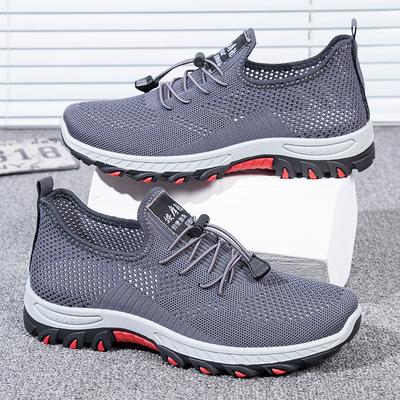 Summer Breathable Flying Woven Men's Shoes Anti-slip Wear-resistant Sports Shoes Walking Running Shoes