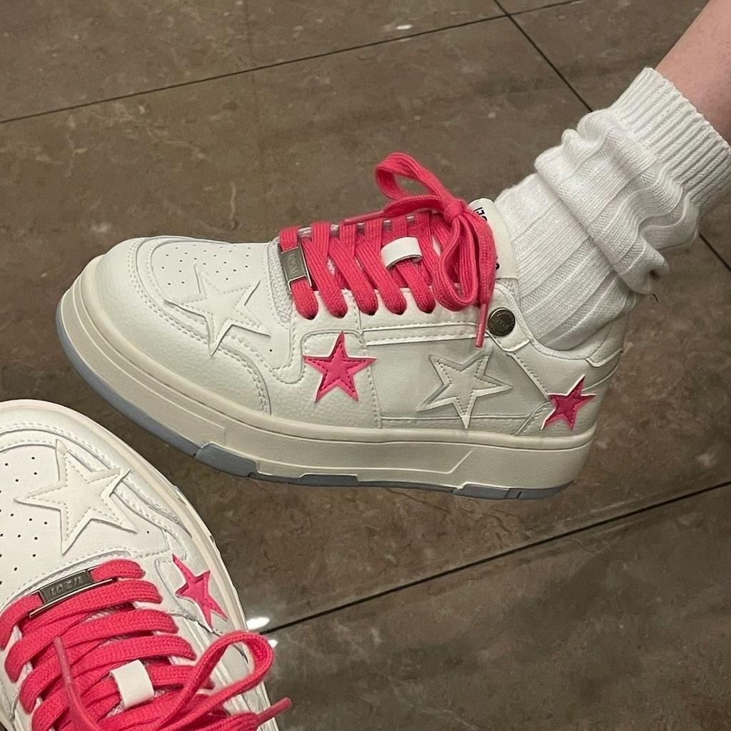Dopamine Board Shoes Women Ins Contrasting Color Platform Niche Design Pink Star Shoes Versatile Casual
