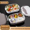 316 Stainless Steel Compartment Lunch Box with Bowl - Portable Large-Capacity Bento for Students and Office Workers.