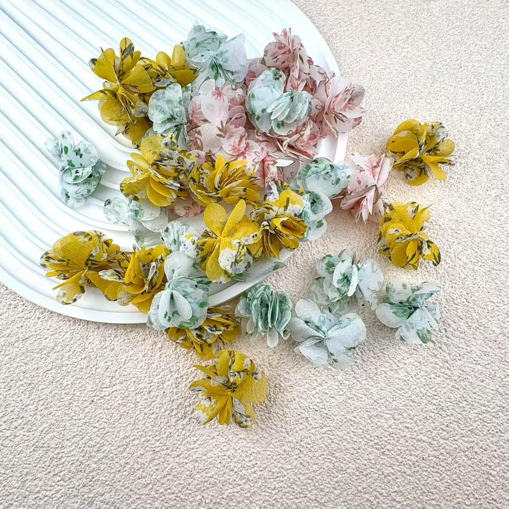 Hand-Sewn Retro Floral Jewelry Fabric DIY Stud Earrings