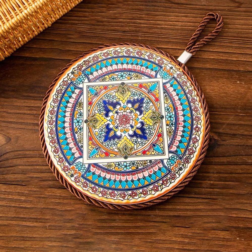 Oil-proof Dining Table Mat Ethnic Style Cork Placemat Pot Holder  Home Decoration
