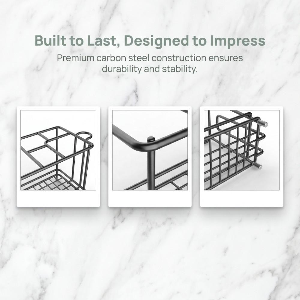 Carbon Steel Bathroom Organizer Non-Slip Electric Toothbrush Stand Toothpaste Shelf Desktop