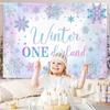 2D Printing Winter ONEderland Backdrop, Glitter Pastel Snowflake 1st Birthday Decor