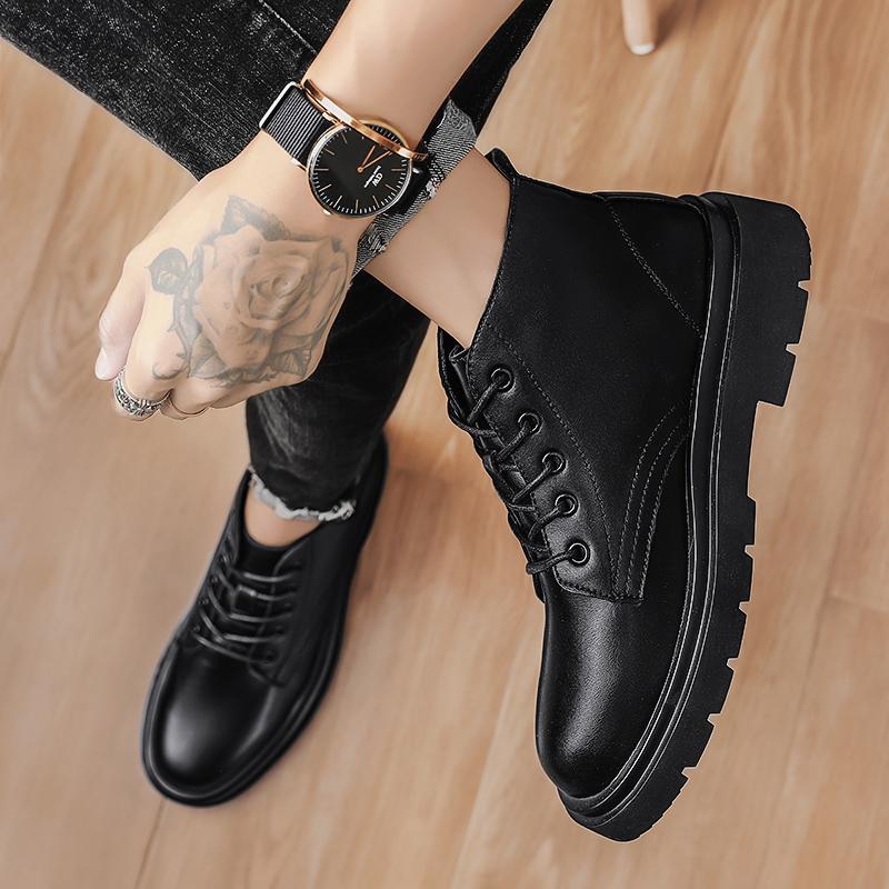 Fashion Men's Casual Shoes Classic Business Leather Shoes for Men Fashion Handcrafted Men's Dress Shoes Comfortable Flats High Top Boots
