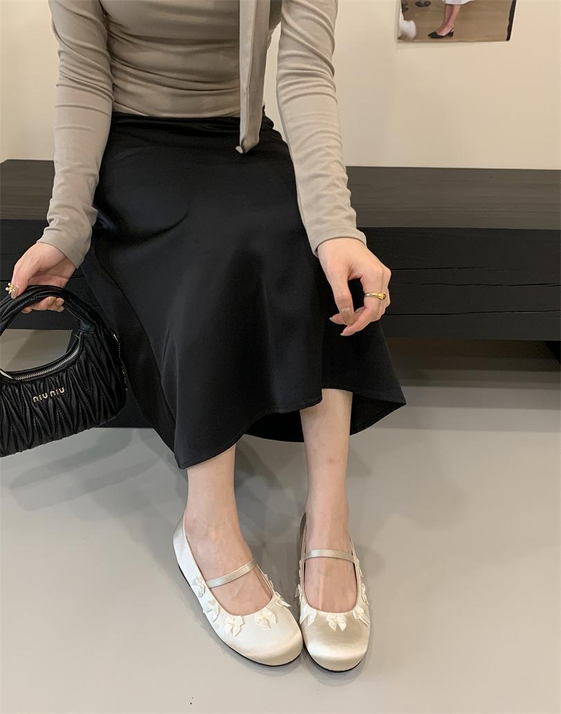 

New Chinese bag head half slippers women s shoes wear 2025 new spring and summer Mary Jane French single shoes 39 абрикосовый