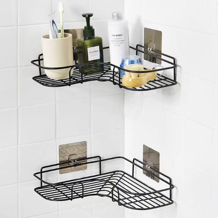 Punch-Free Bathroom Corner Shelf - Wall-Mounted Vanity Storage Rack