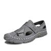 Sandals For Men Casual Summer Mesh Handmade Slip On Outdoor Leather Male Shoes Luxury Design Closed Toe Hiking Slippers