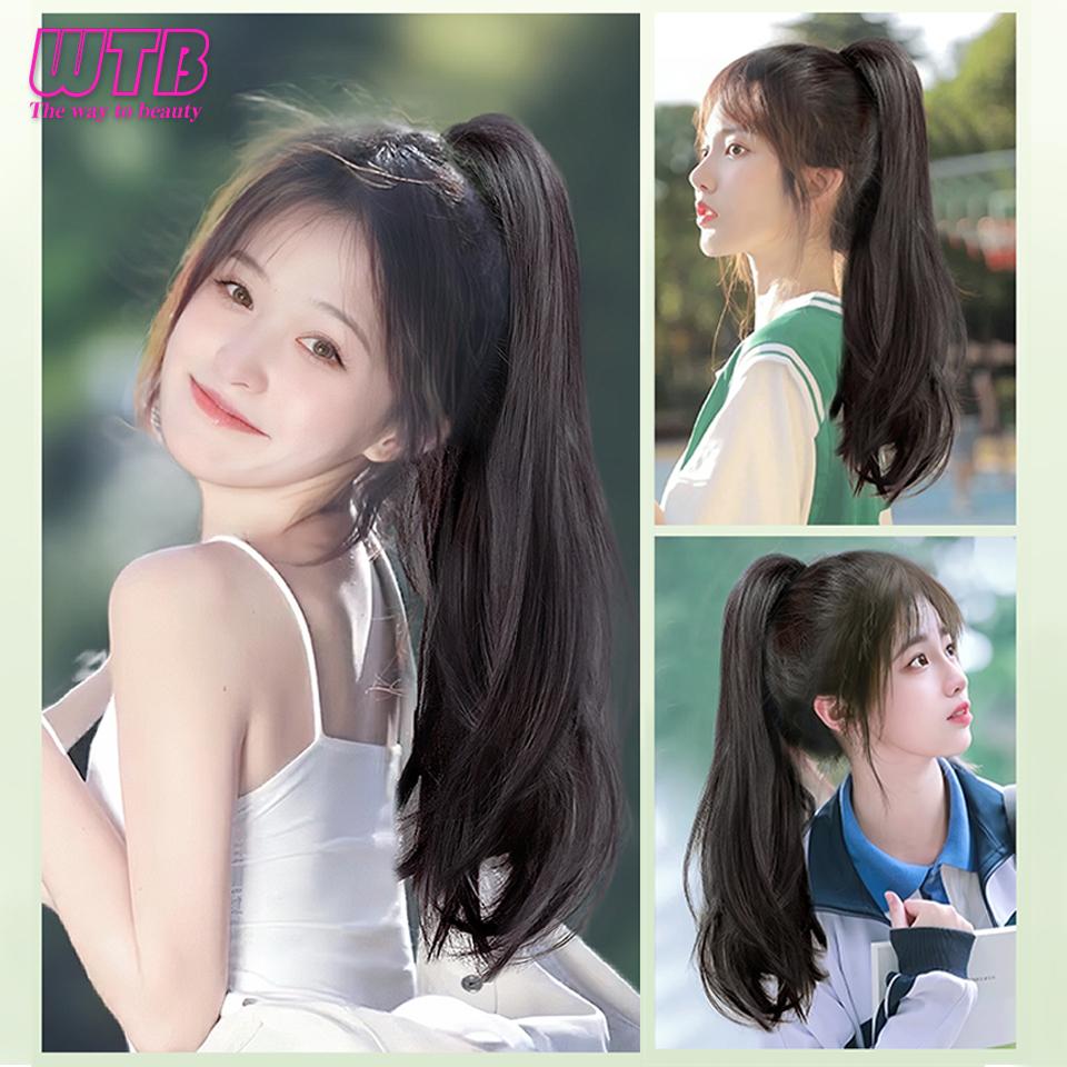 WTB Synthetic Ponytail Wig Female Micro-curly Long Hair High Ponytail Senior Natural Long Curly Hair Fake Braid
