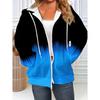 Felpa con cappuccio da donna taglie forti, con zip e sfumature, comoda, casual, manica lunga