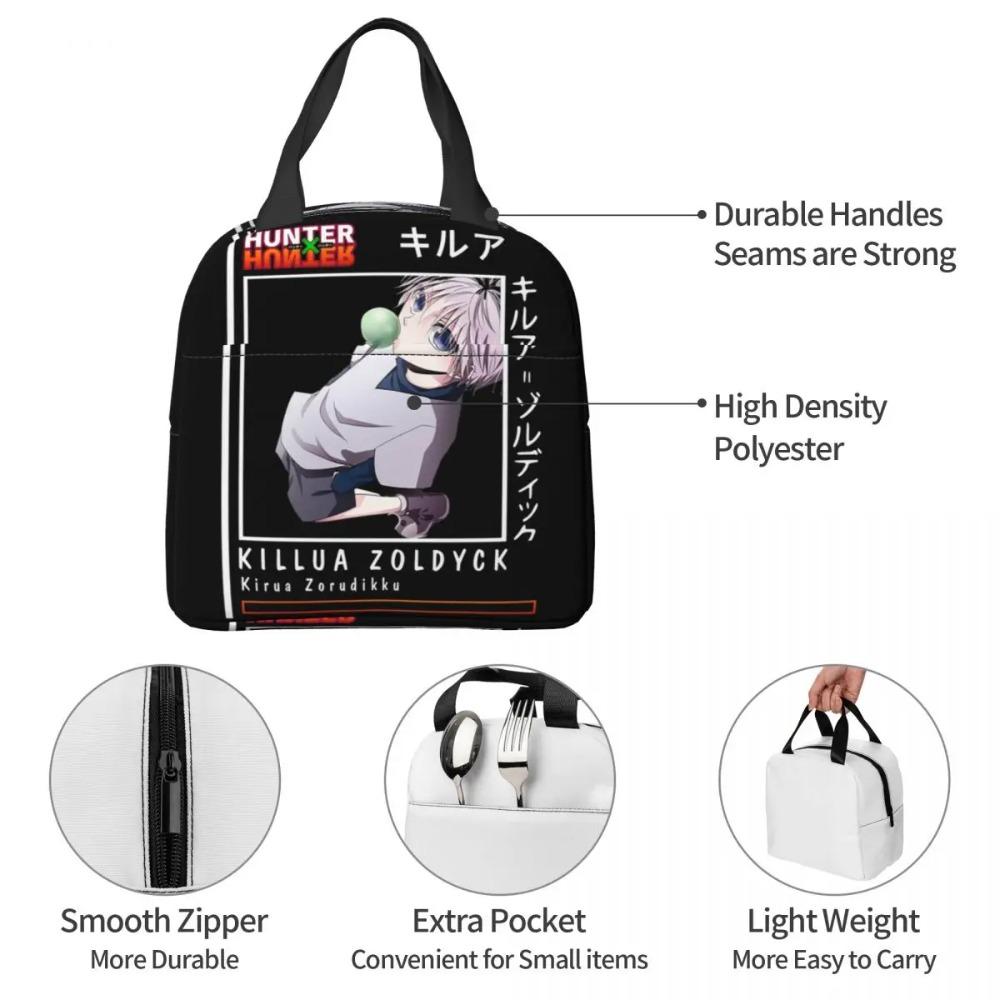 Killua Zoldyck Anime Hunter X Hunter Insulated Lunch Bag for Kids Cooler Thermal Food Box Tote Leakproof Lunch Boxes Container