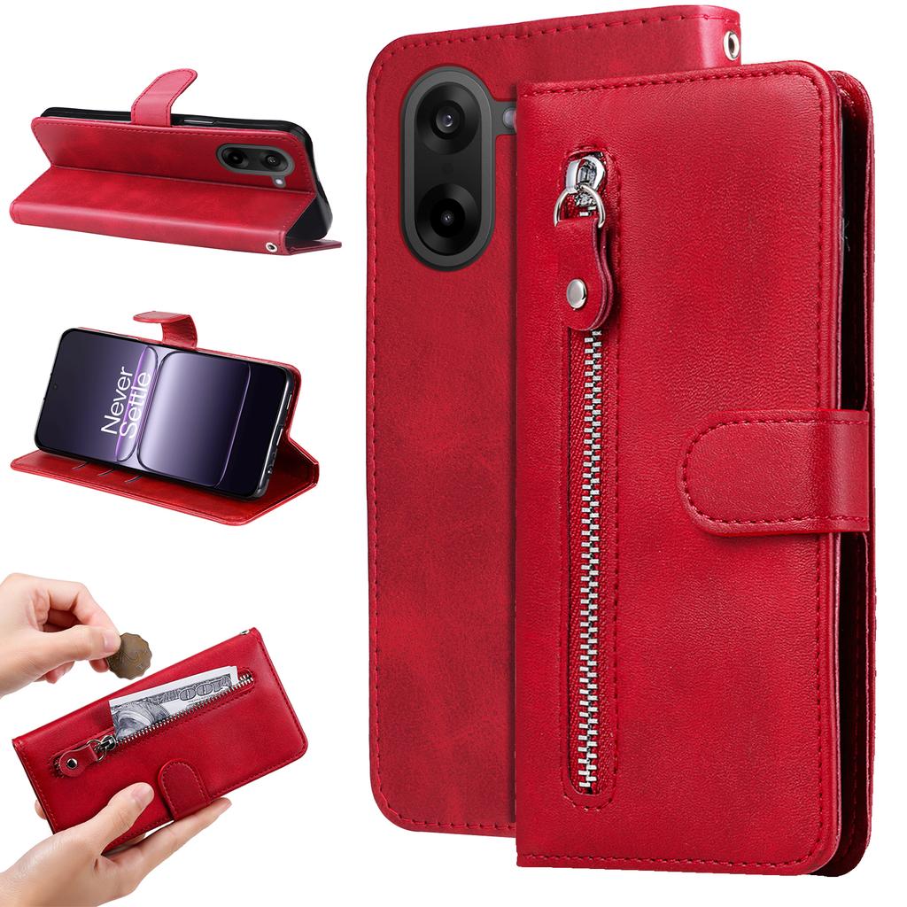 For OnePlus Ace 5 Racing 5G/OnePlus Nord CE5 5G PU Leather Cases with Zipper Pocket Wallet Phone Cover Stand