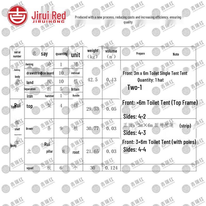 Jiruihong 03 Emergency Rescue Toilet Tent & Accessories