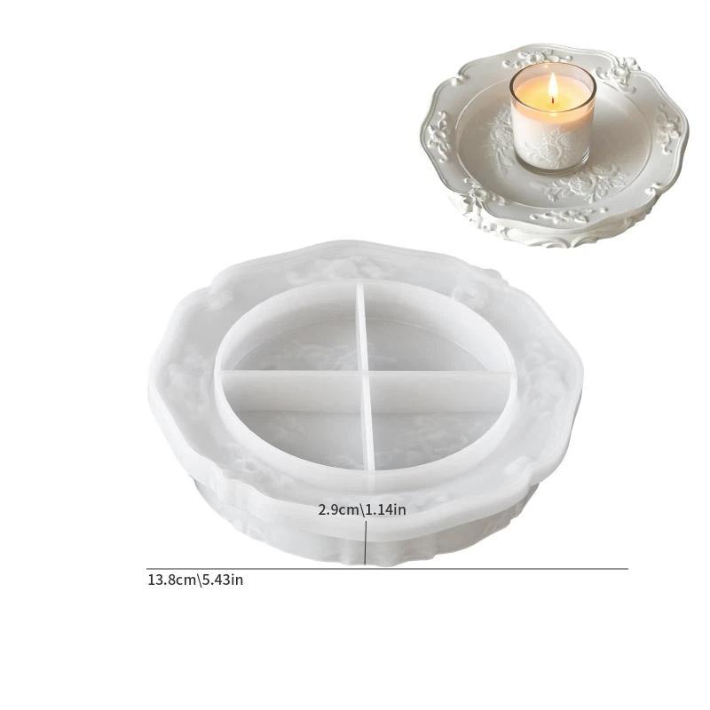 European Vintage Relief Lace Gypsum Tray DIY Handmade Ornament Round Oval for Coffee Table Snack Candy Storage Tray