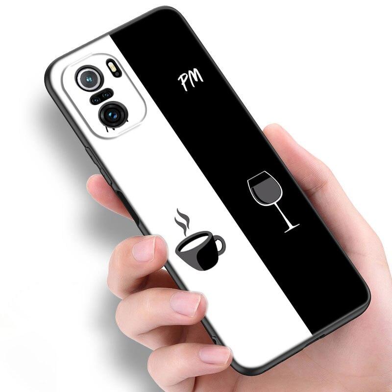 Coffee Wine Cup Phone Case For Xiaomi Mi POCO X3 NFC GT M4 M3 12 11T 10T Pro A3 11 Lite NE 5G 12X 11i F3 Soft TPU Black Cover