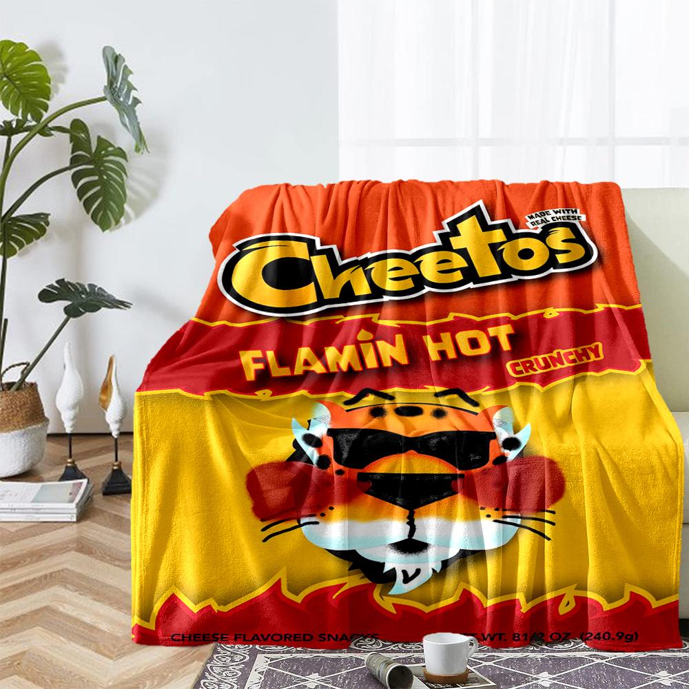 Cheetos Theme Printed Blanket - Perfect for Couch, Bed, Travel & Outdoor Use | Machine Washable, Cozy & Durable.