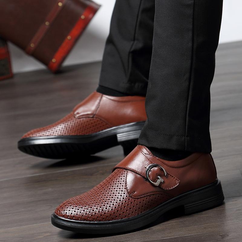 

Повседневная мужская обувь с узором крокодила, на все сезоны, полая, дышащая, из кожи первого слоя, деловая обувь на платформе, больших размеров, модная обувь 48