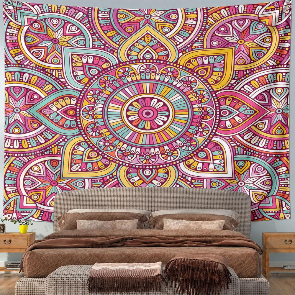 Colorful Mandala Pattern Design Pattern Wall Hanging Tapestry Decorative Tapestry Home Decor for Bedroom and Living Room