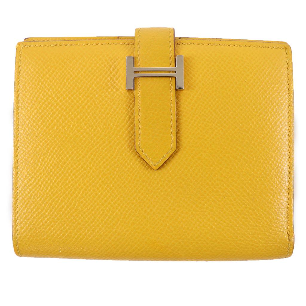 Great HERMES Bifold Wallet BEAN Compact Compact wallet Epsom Leather Women Used