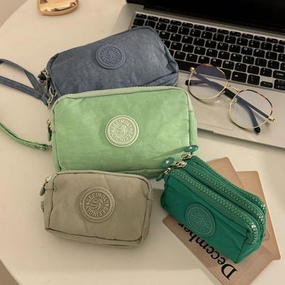 Korean Fashion Fabric Coin Purse: Women's Three-Layer Large Capacity Zipper Pouch for Phone & Keys