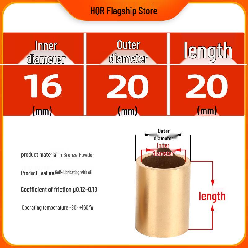 Self-Lubricating Oil-Impregnated Copper Bearing Bushing, Inner Guide 3-5, 6-8, 10-14, 15-32