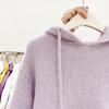 Women's Cashmere Hooded Sweater: Thickened, Drawstring, Loose, Short, 100% Wool Knitwear for Autumn/Winter.