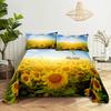 Sunflower Bed Sheets and Pillowcases for Single Double Beds Bedsheets Set with Pillow Case 2pcs 3pcs Queen Full Size 3D Soft