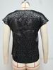 Leopard Print Jacquard Short Sleeve Women's Summer Top