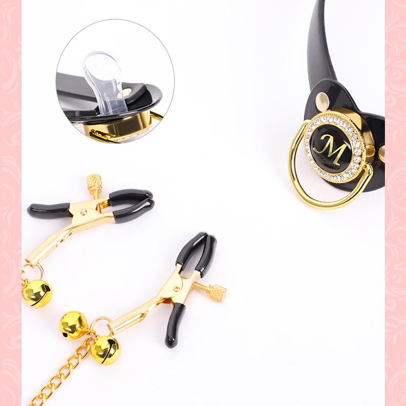 Sex Toys SM Bondage and Discipline Nipple Mouth Ball Couple Flirting Silicone Bell Nipple Clamp Collar Sexy Sex Product