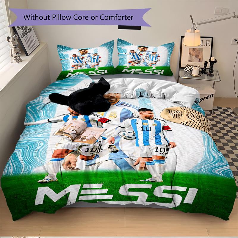Messi'S Argentina Celebration Print 3Pcs Bedding Setduvet Cover With 2 Bedropillowcase Home Birthday Gift