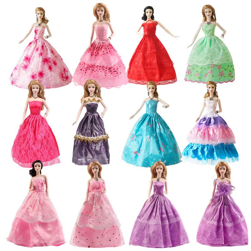 30cm Doll Clothes Wedding Dress Princess Tail Skirt Evening Dress Girl Toy Half-covered Big Skirt