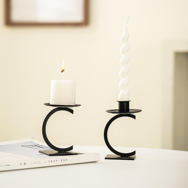 Wrought Iron Candle Holder Candle Cup Decoration, Simple Home Candle Atmosphere Alphabet Candle Holder Ornament