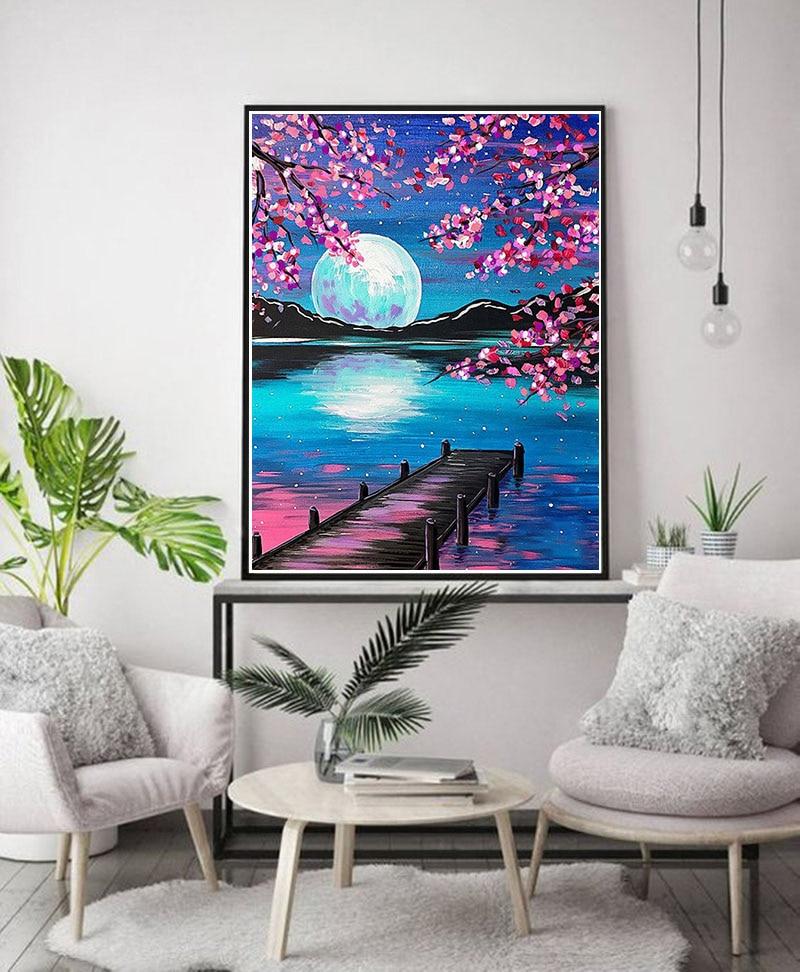 DIY Peisaj 5D pictură cu diamant complet rotund burghiu scenic diamant artă broderie punct de cruce apus de soare decorare acasă