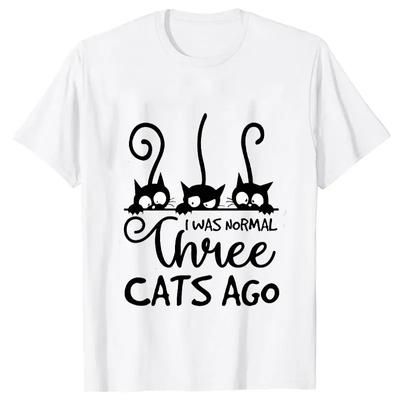 3 Cats Ago Print T-shirts Female Short Sleeve Fashion Breathable T-Shirt Summer Plus Size Women's Unisex Tees Clothes Street Tops Y2k