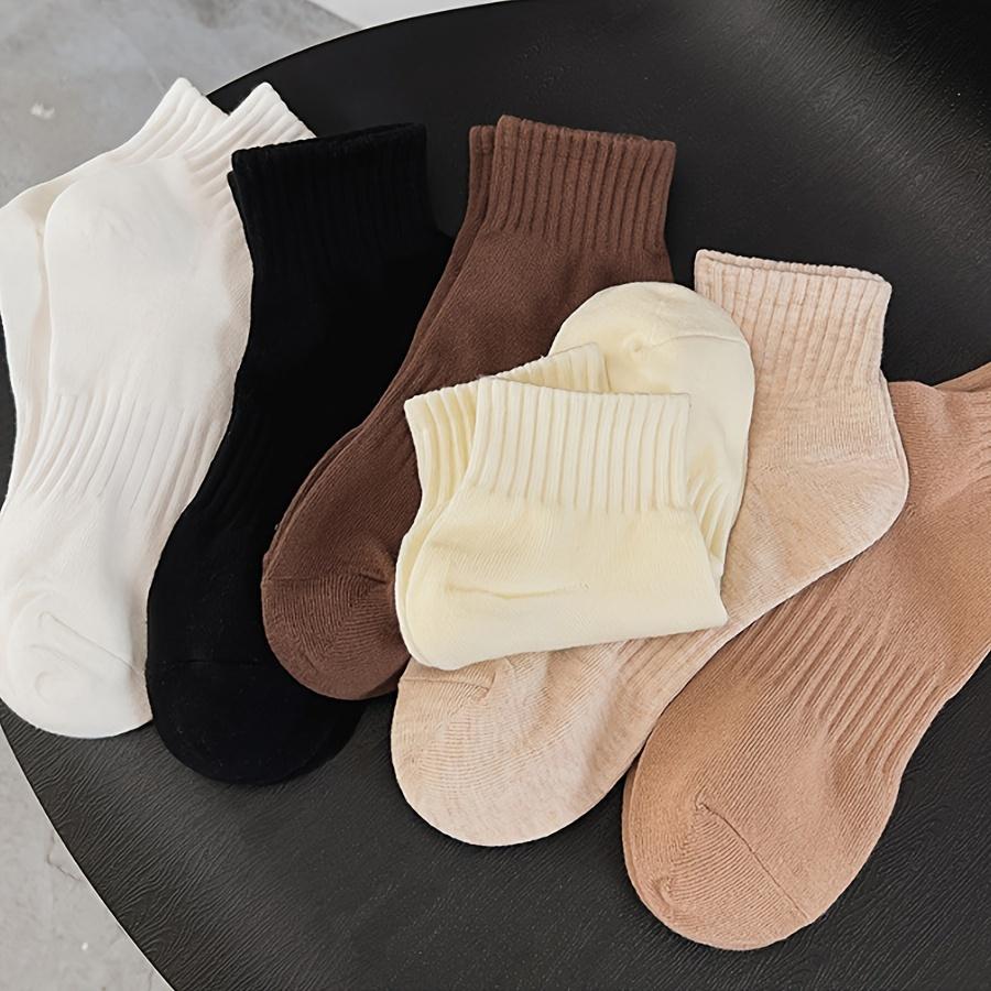 

high quality6 Pairs Women s Solid Color Ankle Socks - Elastic Ribbed Cuff, Soft Breathable Fabric, Elegant Casual & Formal Wear, Assorted Neutral One-size