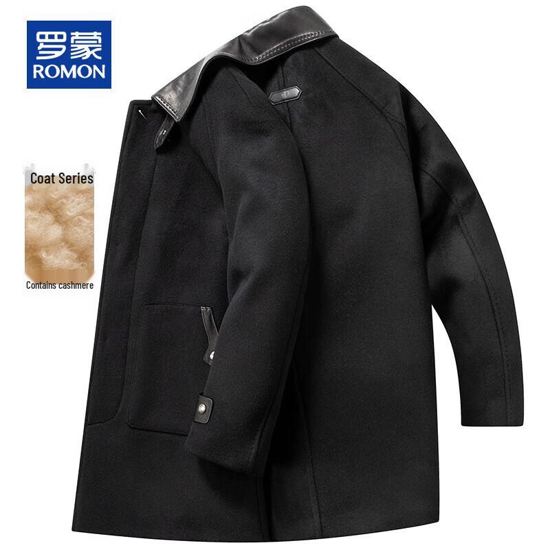 Romon Men's Cashmere Wool Blend Mid-Length Overcoat