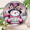 Aluminum Snowman Foil Engraving Round Sign Home Decor Holiday Wall Art Gift