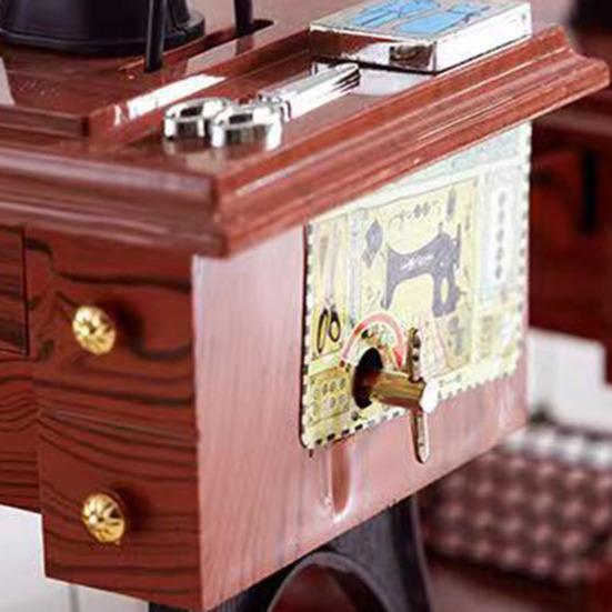 Yousheng Vintage Sewing Machine Music Box, Mini Hand Crank Wind-Up Musical Box, Christmas Anniversary Birthday Gifts for Mom Wife