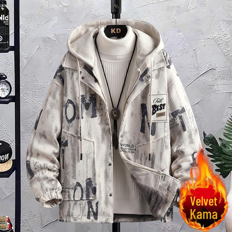 Trendiger zweiteiliger Mantel aus Kunstwolle mit Samtfutter für Herren