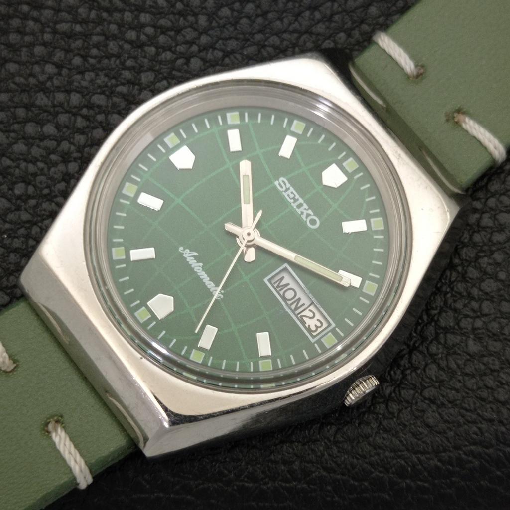 AUTOMATIC VINTAGE SEIKO JAPAN 6309A MENS GREEN COLOR DIAL WATCH A701334-5 R206a-a701334