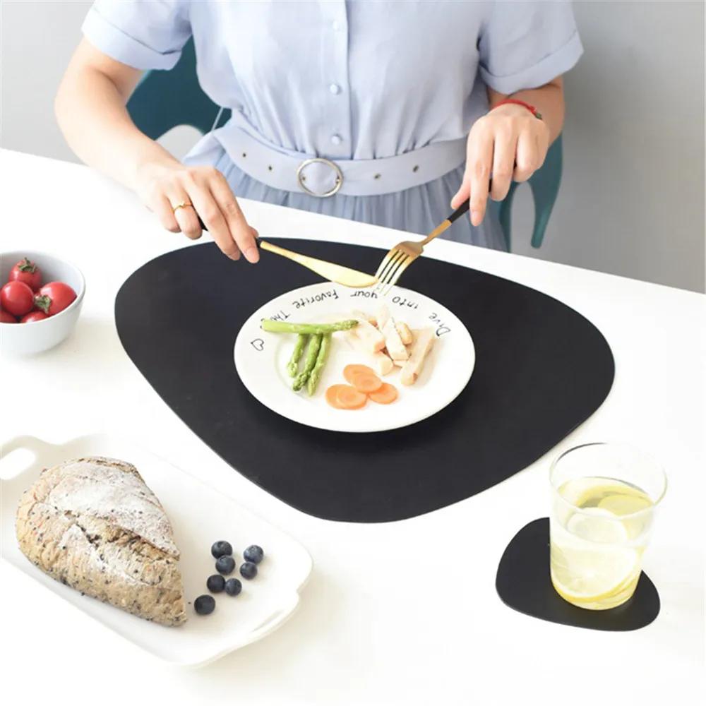 Dreieck Leder Tischset Küche Esstisch Matten Steak Pad Nicht-slipisolierung Pads Hotel Restaurant Home Decor