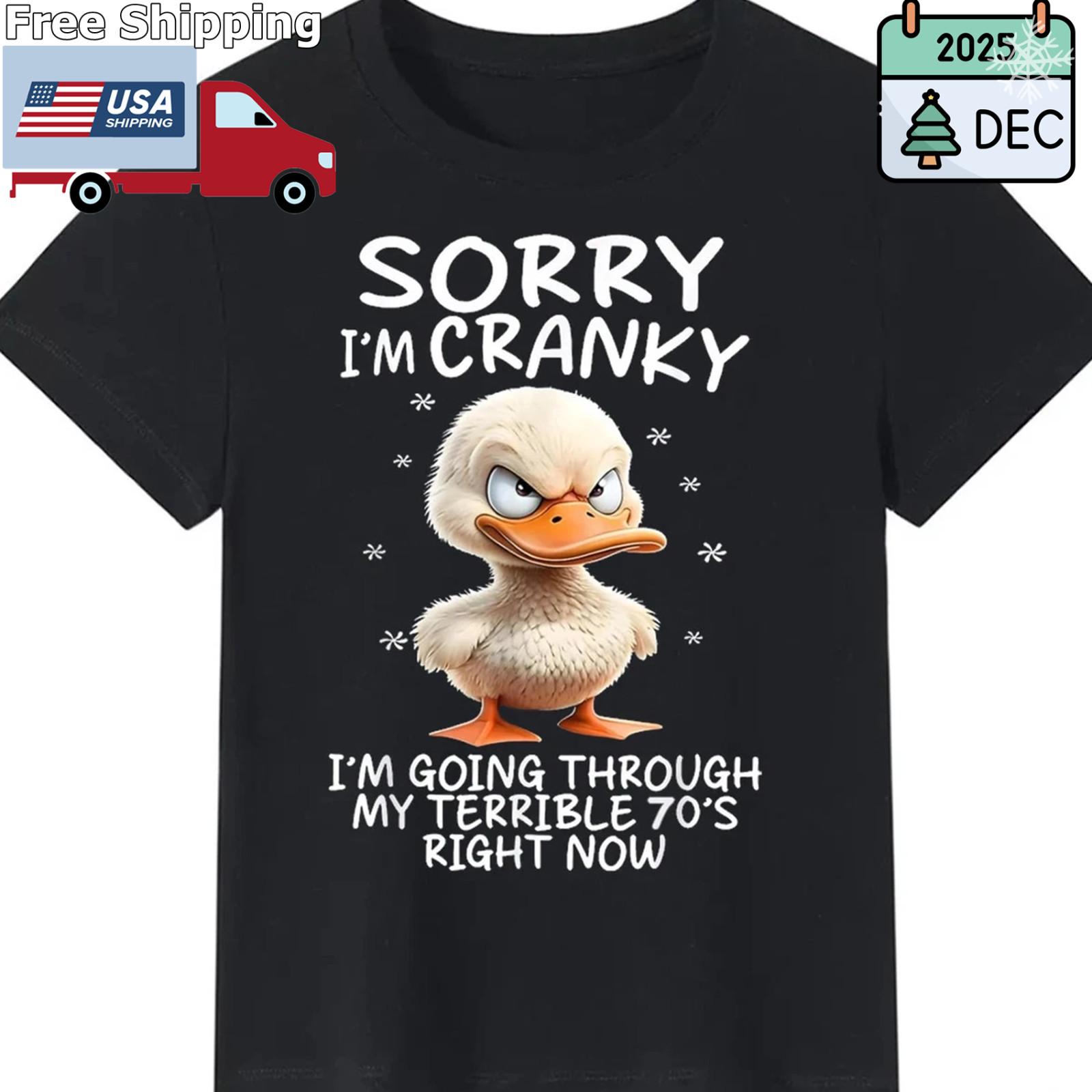 100% Cotton Funny Terrible 70s Duck Graphic T-Shirt | Unisex Casual Humorous V L