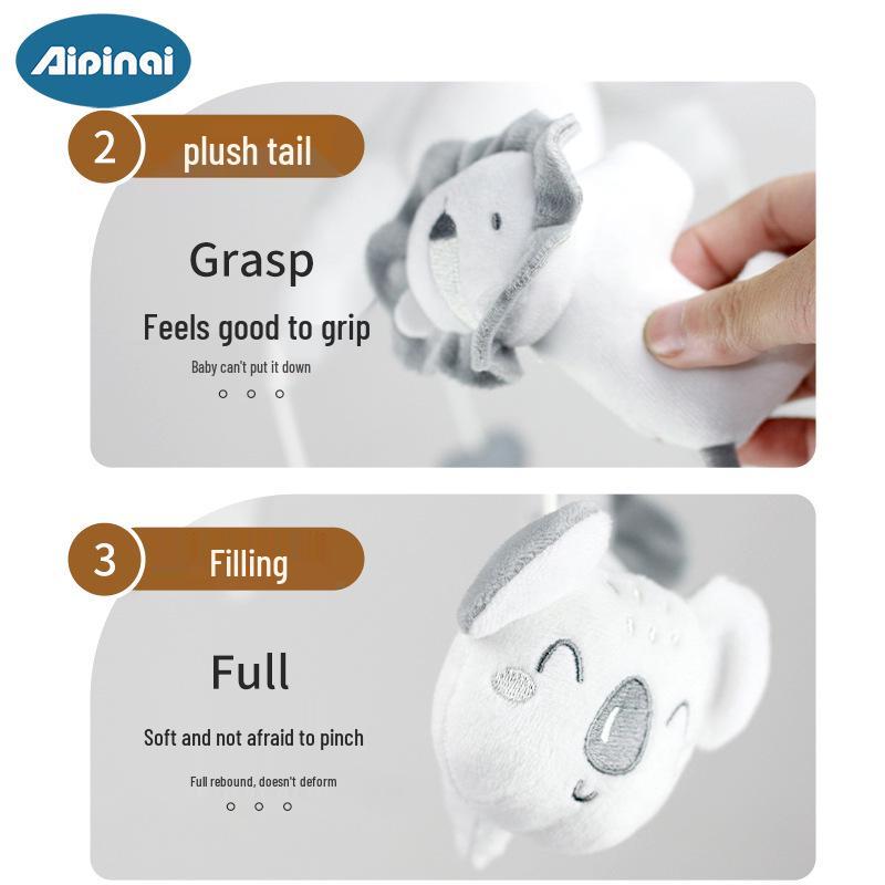 Baby Crib Mobile: Rotating Plush Animal Soothing Music Box with Bracket