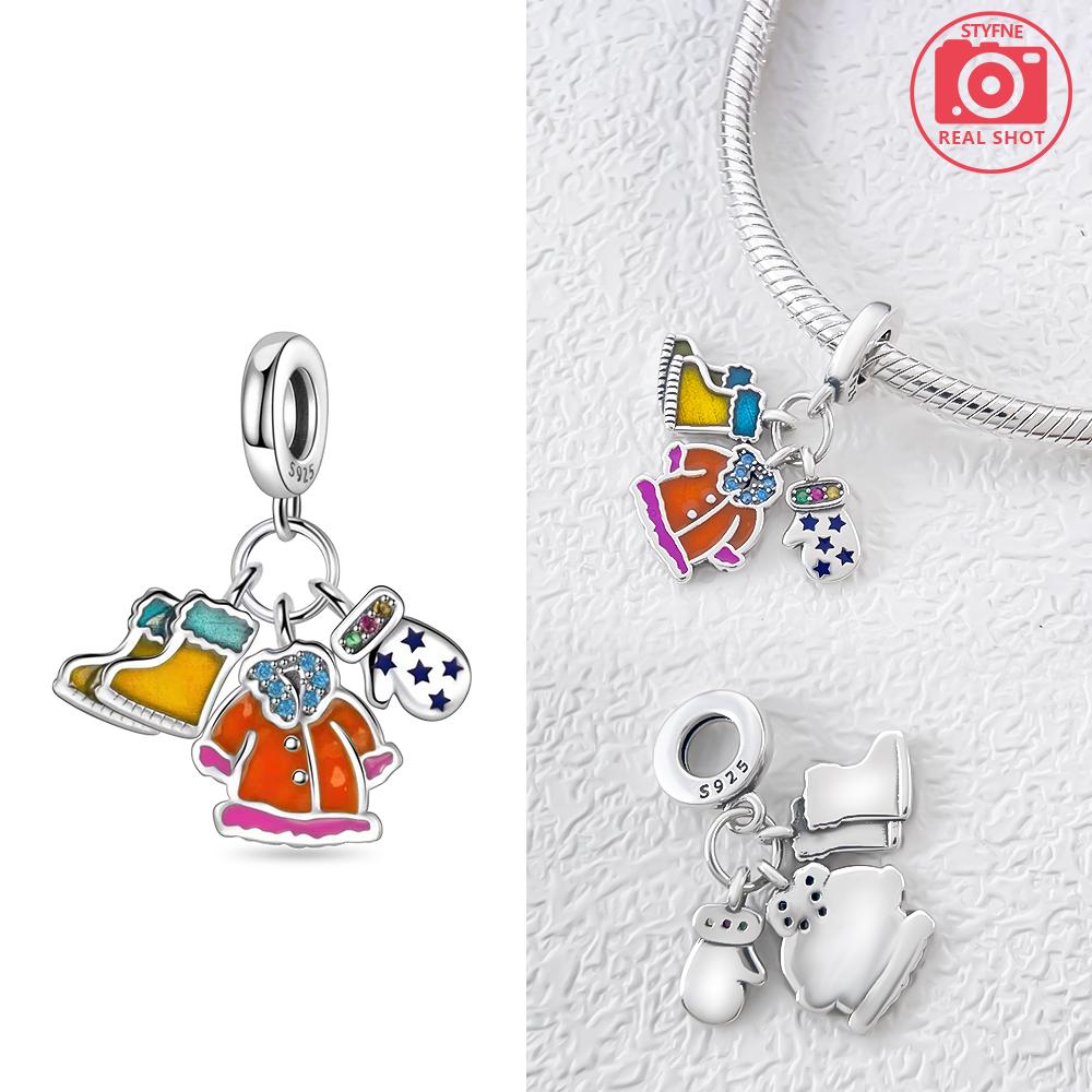 Green Christmas Tree Pendant Snowflakes And Santa Claus Original Charms Copper Beads Fit Bracelet Women Gift Diy Making