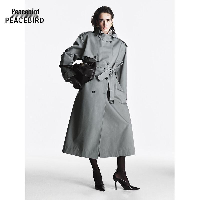PEACEBIRD A1BEF1396 Loose Fit Double-Breasted Trench Coat S