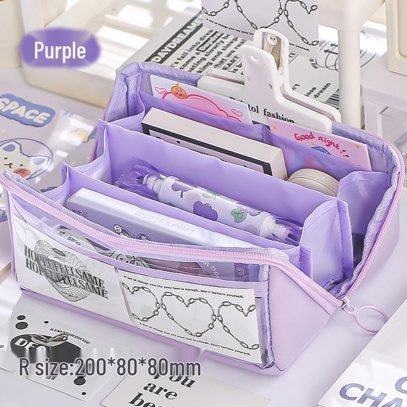 High-Capacity Pencil Case for Girls 2024 - Junior/Elementary School Stationery Bag