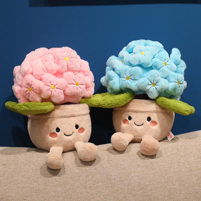 Peluche Orto Idrangea Cartone Animato: Bambola Pianta in Vaso e Cuscino per Arredo Casa