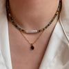 Baroque Small Silver Bar Freshwater Pearl Necklace Temperament Fashion Indian Agate Green Crystal Beaded Necklace Women
