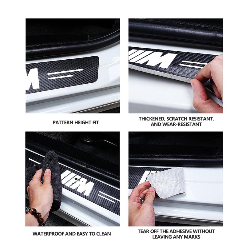 Car Door Carbon Fiber Sill Anti Scratch Protect Strip Sticker For BMW 1 3 5 7 Series M F01 F20 F10 F13 E52 E53 E60 E93 ZS4